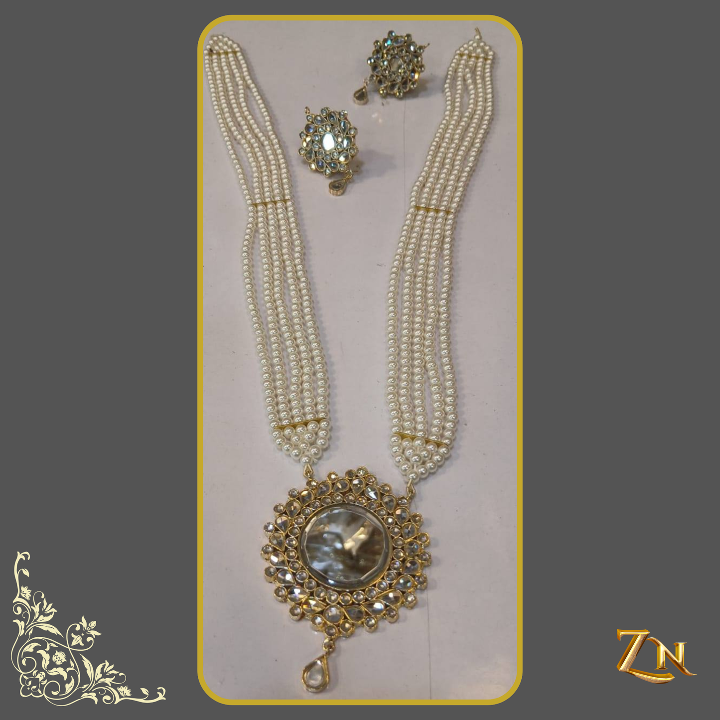 Kundan Mala and Earrings