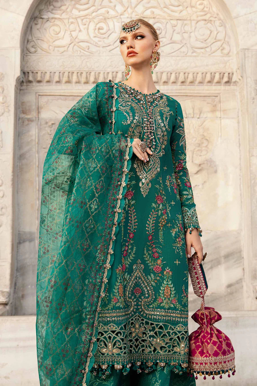 MARIA B | Sateen '24 | Embroidered Cotton Satin Suit | CST-805