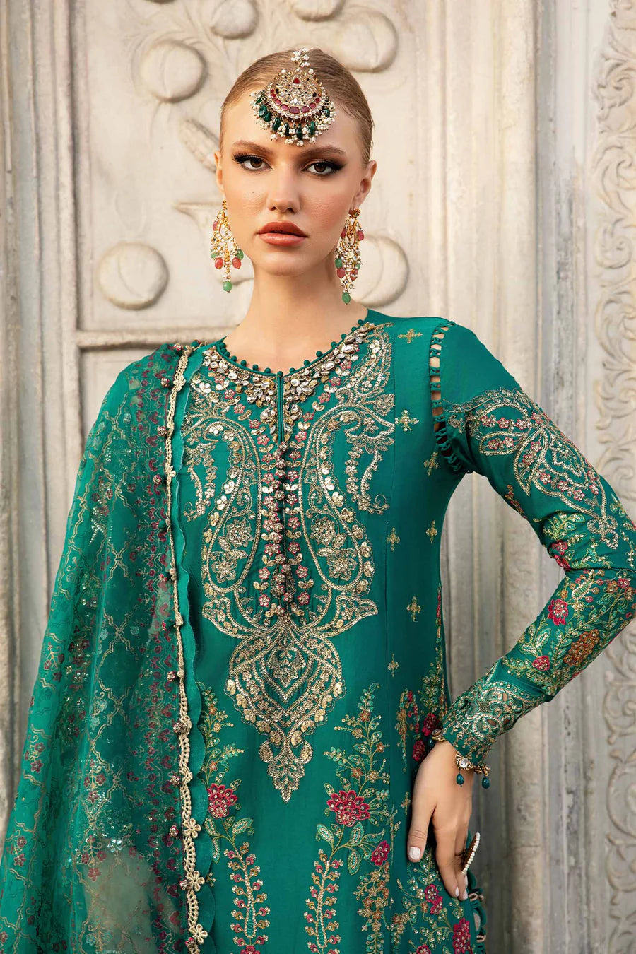 MARIA B | Sateen '24 | Embroidered Cotton Satin Suit | CST-805