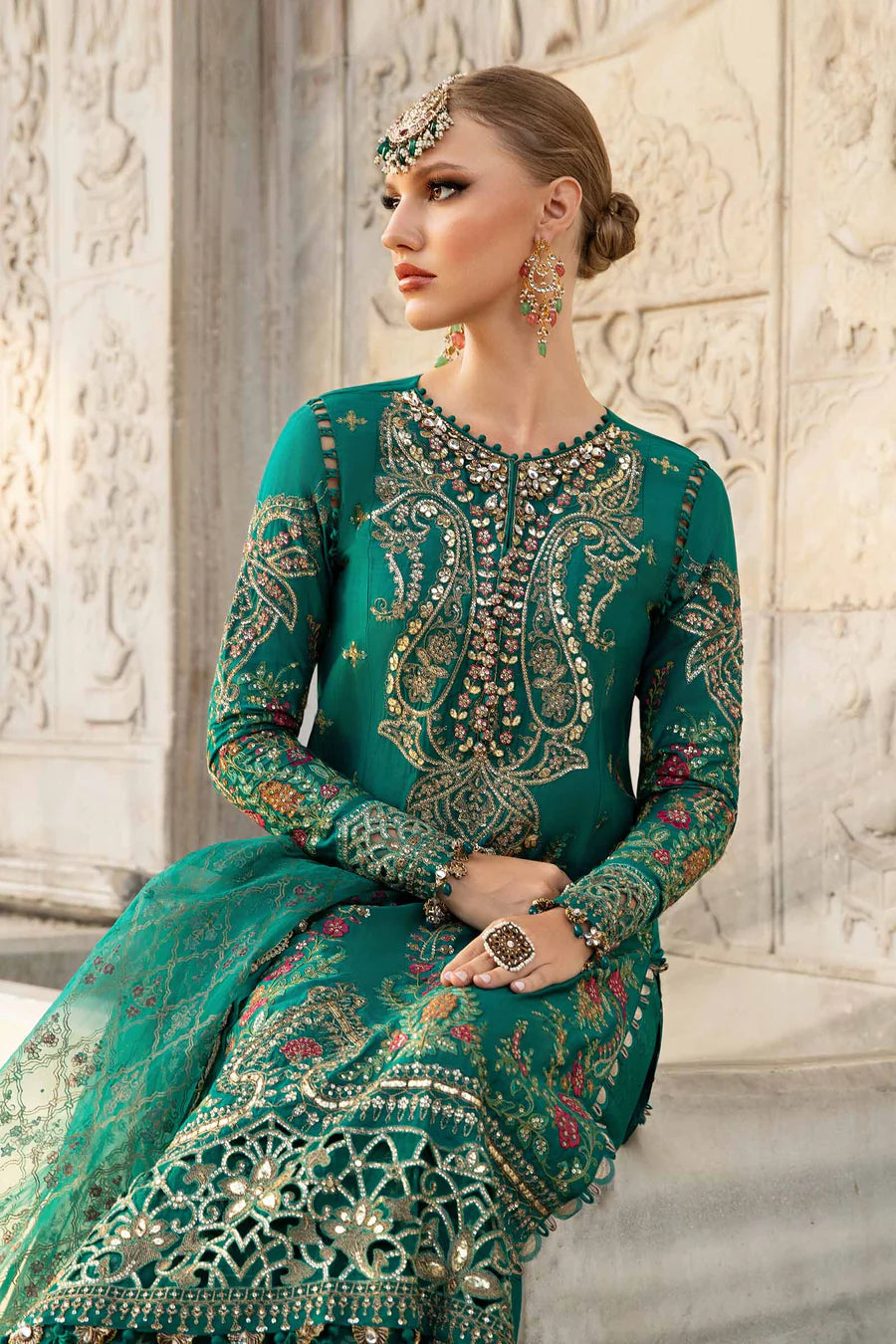 MARIA B | Sateen '24 | Embroidered Cotton Satin Suit | CST-805