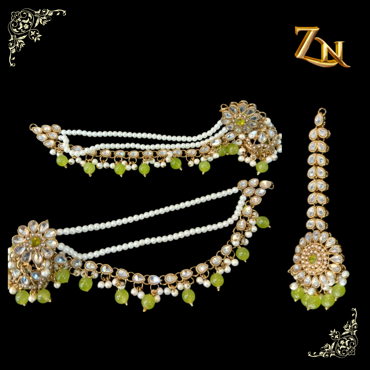 Kundan jhumka and teeka