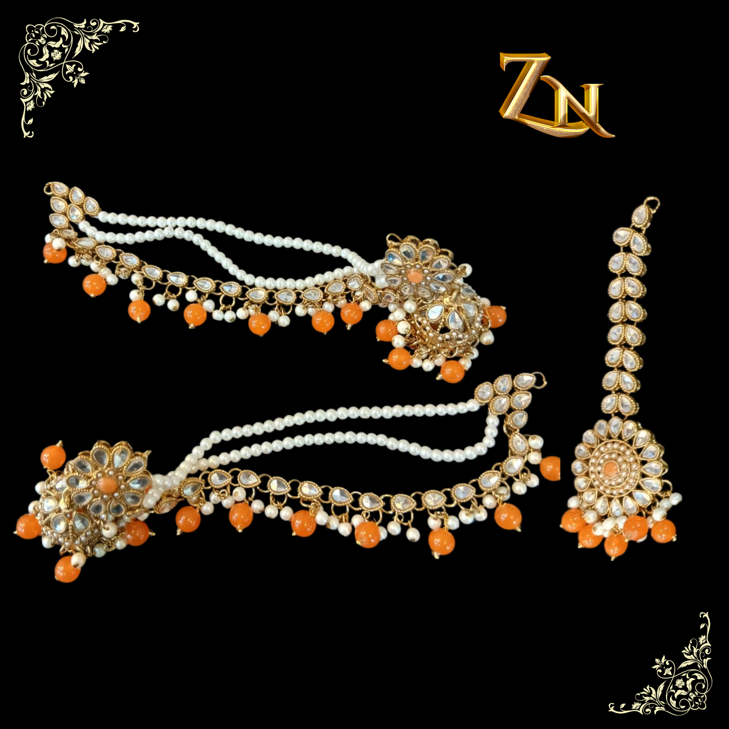 Kundan jhumka and teeka