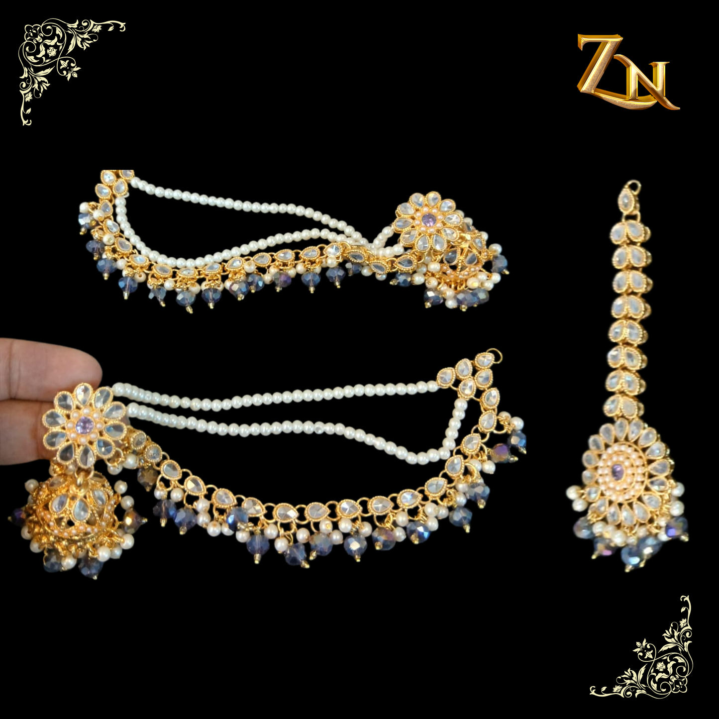 Kundan jhumka and teeka