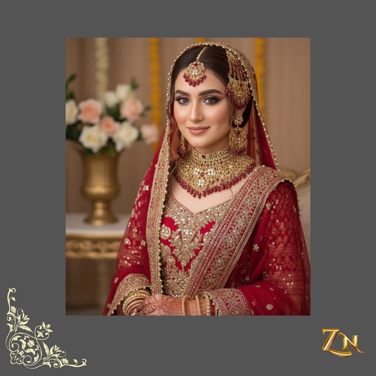 Regal Maroon and Gold Heavy Bridal Jewellery Set