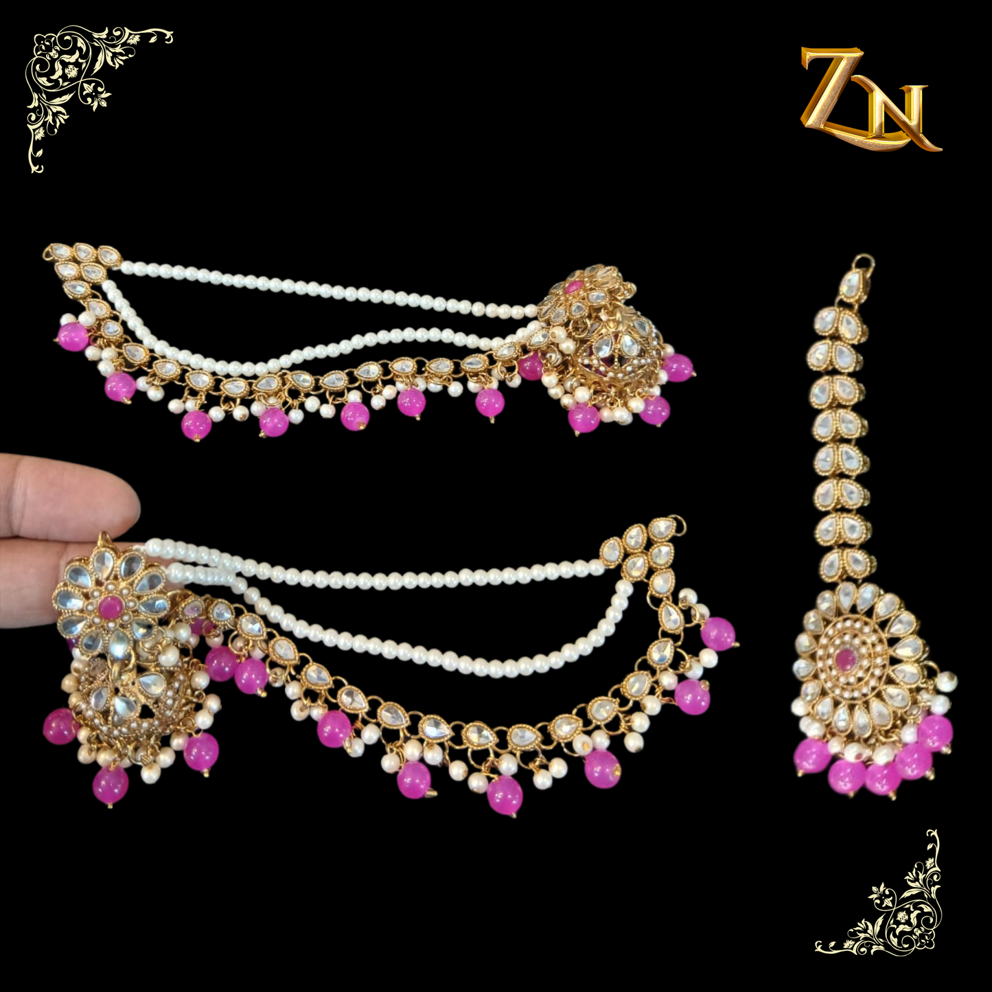 Kundan jhumka and teeka