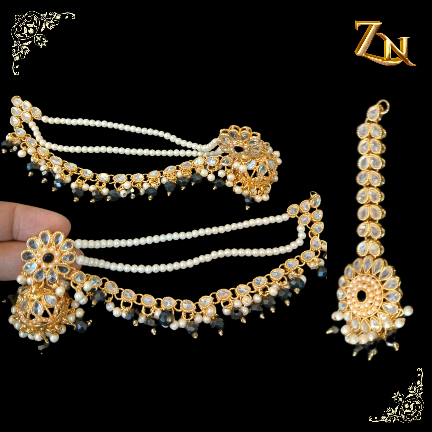 Kundan jhumka and teeka