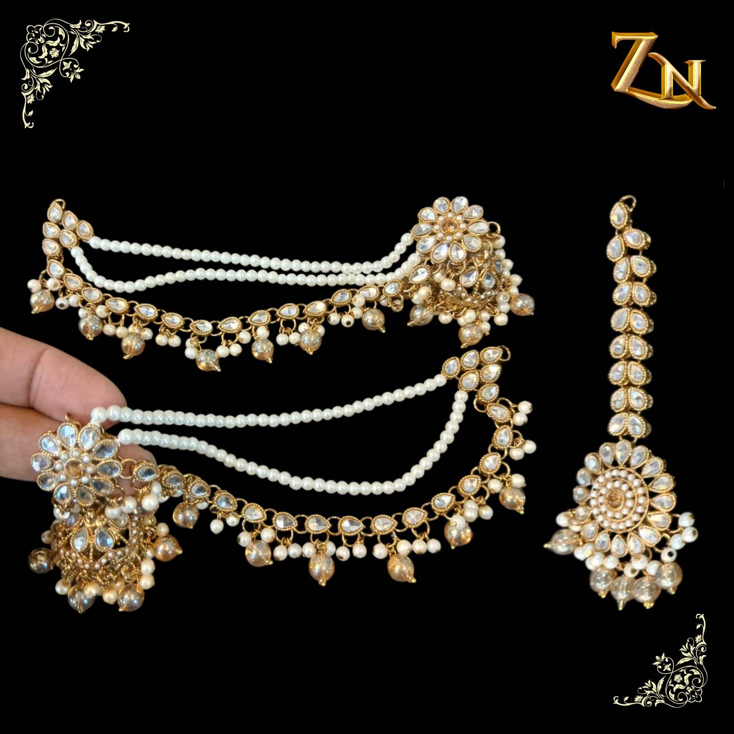 Kundan jhumka and teeka