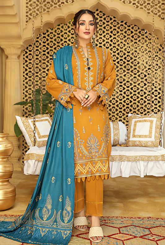 EMBROIDERED PEACH WOOL COLLECTION-AK-07
