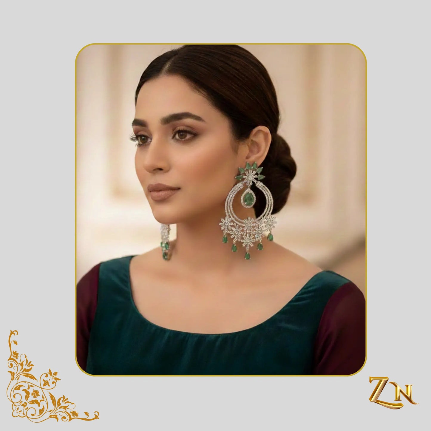 Zircon earrings in elegant design